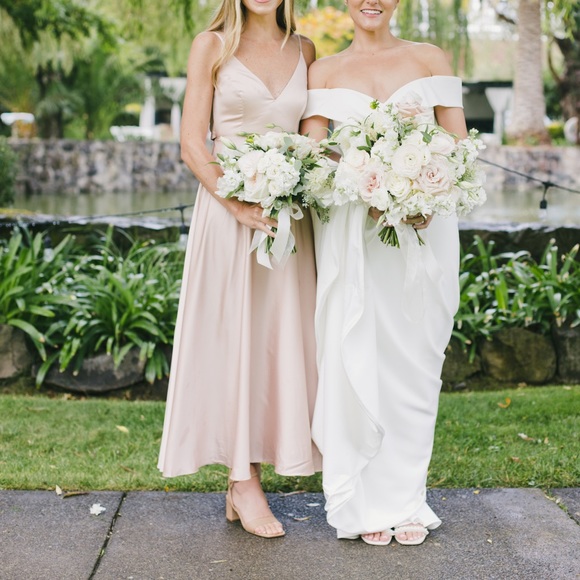 ASOS Blush Pink Midi Dress - bridesmaid / wedding guest - Picture 1 of 6